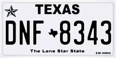 TX license plate DNF8343