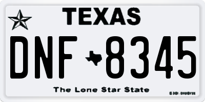 TX license plate DNF8345