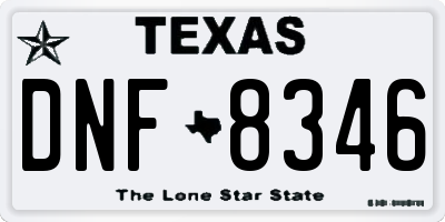 TX license plate DNF8346