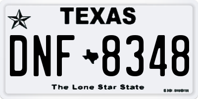 TX license plate DNF8348