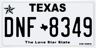 TX license plate DNF8349