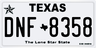 TX license plate DNF8358
