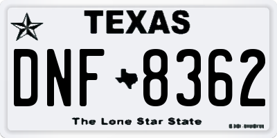 TX license plate DNF8362