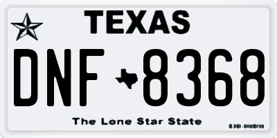 TX license plate DNF8368