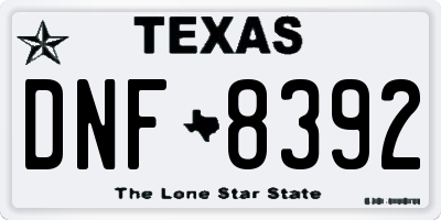 TX license plate DNF8392