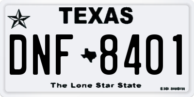 TX license plate DNF8401
