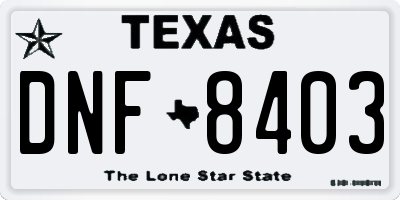 TX license plate DNF8403