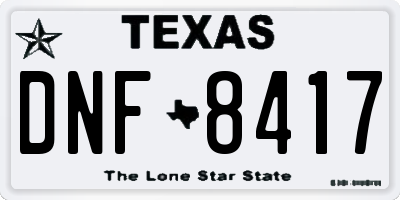 TX license plate DNF8417