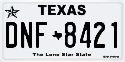TX license plate DNF8421
