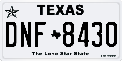 TX license plate DNF8430