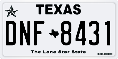 TX license plate DNF8431