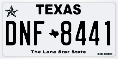 TX license plate DNF8441