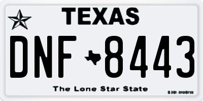 TX license plate DNF8443