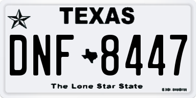 TX license plate DNF8447