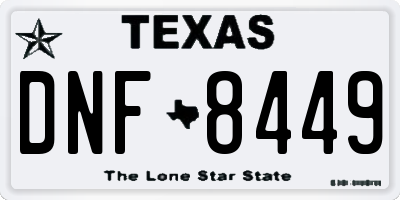 TX license plate DNF8449