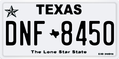 TX license plate DNF8450
