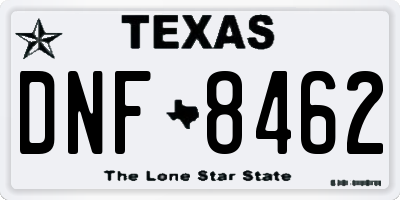 TX license plate DNF8462