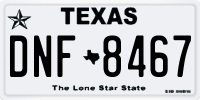 TX license plate DNF8467