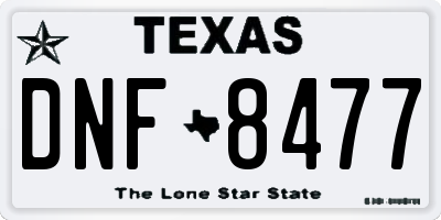 TX license plate DNF8477