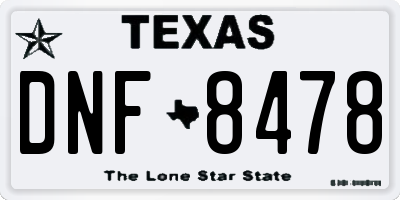 TX license plate DNF8478