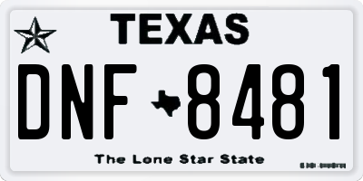 TX license plate DNF8481