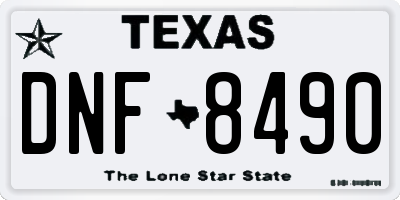 TX license plate DNF8490
