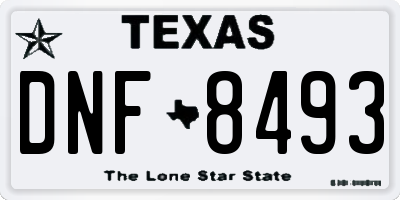 TX license plate DNF8493