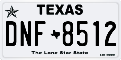 TX license plate DNF8512
