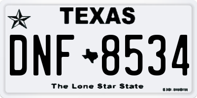TX license plate DNF8534