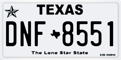 TX license plate DNF8551