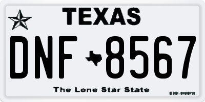 TX license plate DNF8567