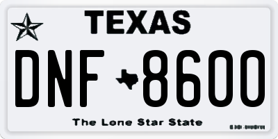 TX license plate DNF8600