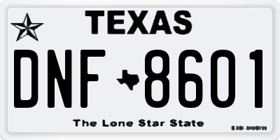 TX license plate DNF8601