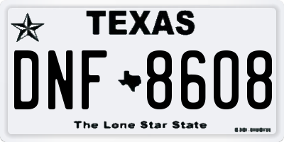 TX license plate DNF8608