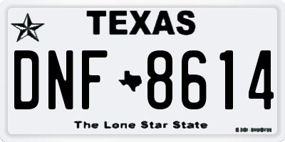 TX license plate DNF8614