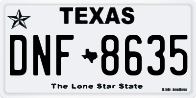 TX license plate DNF8635