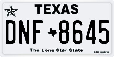 TX license plate DNF8645