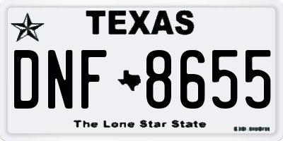 TX license plate DNF8655
