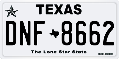 TX license plate DNF8662
