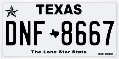 TX license plate DNF8667