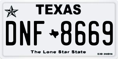 TX license plate DNF8669