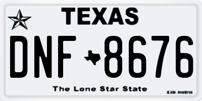 TX license plate DNF8676