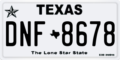 TX license plate DNF8678