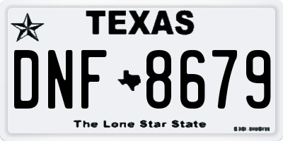 TX license plate DNF8679
