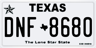 TX license plate DNF8680