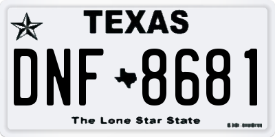 TX license plate DNF8681