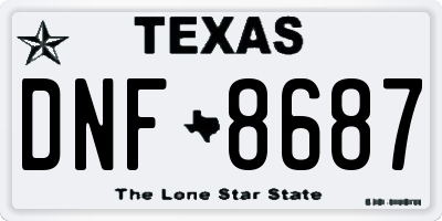 TX license plate DNF8687