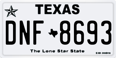 TX license plate DNF8693