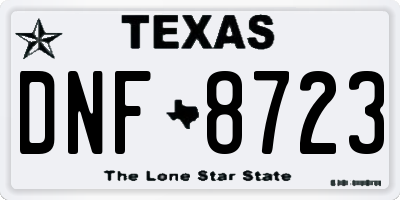 TX license plate DNF8723
