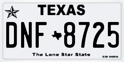 TX license plate DNF8725